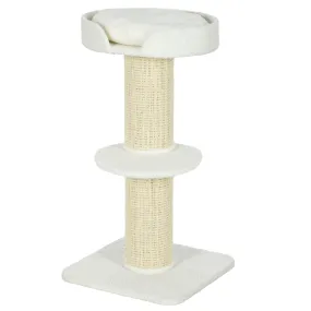 2-Tier Cat Tree with Sherpa Cushion, 91cm - Cream White