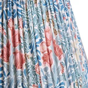 20cm empire shade in indigo and barbed berry Bower printed cotton by Morris & Co.
