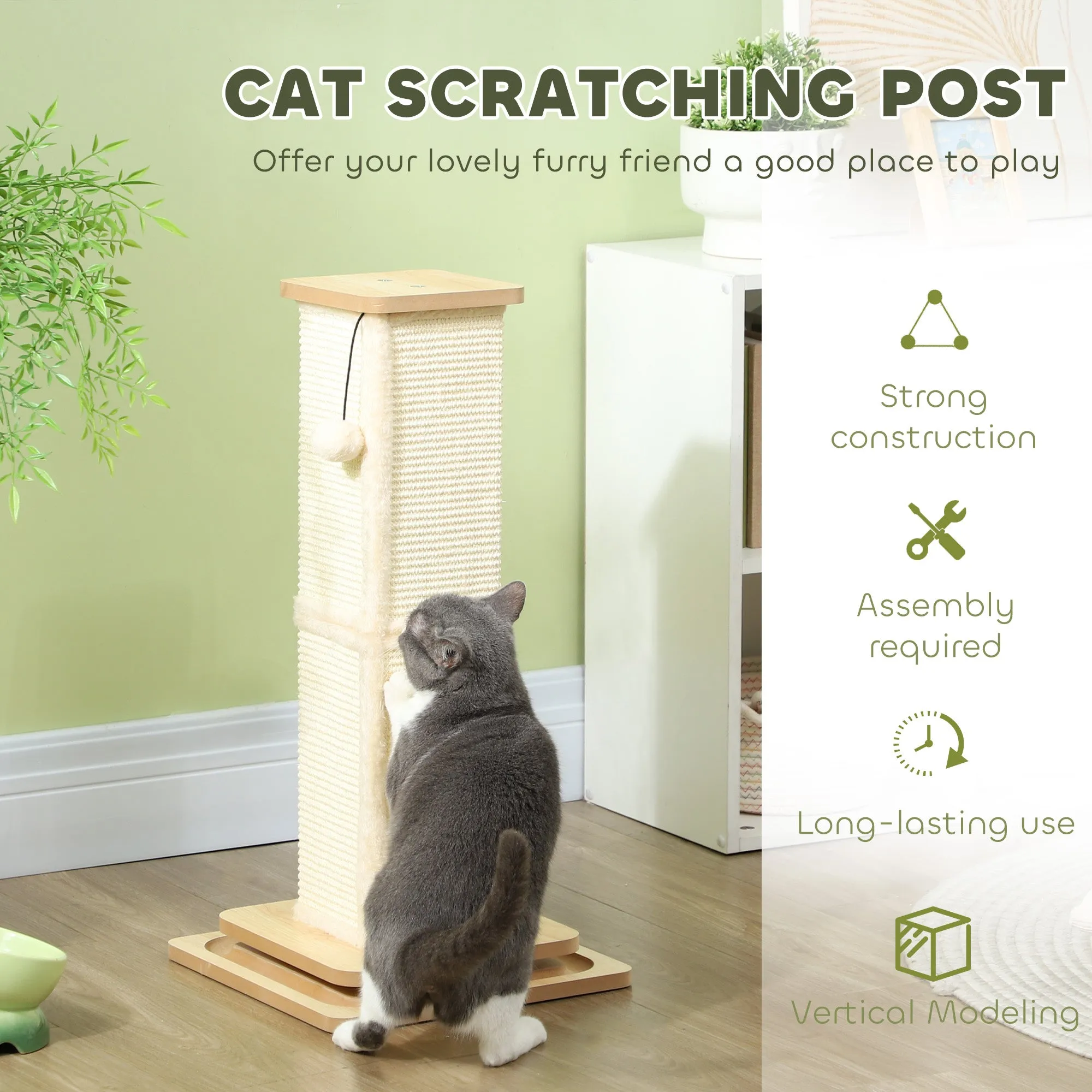 67cm Cat Scratching Post 3 in 1 Cat Scratcher w/ Track Ball Toy
