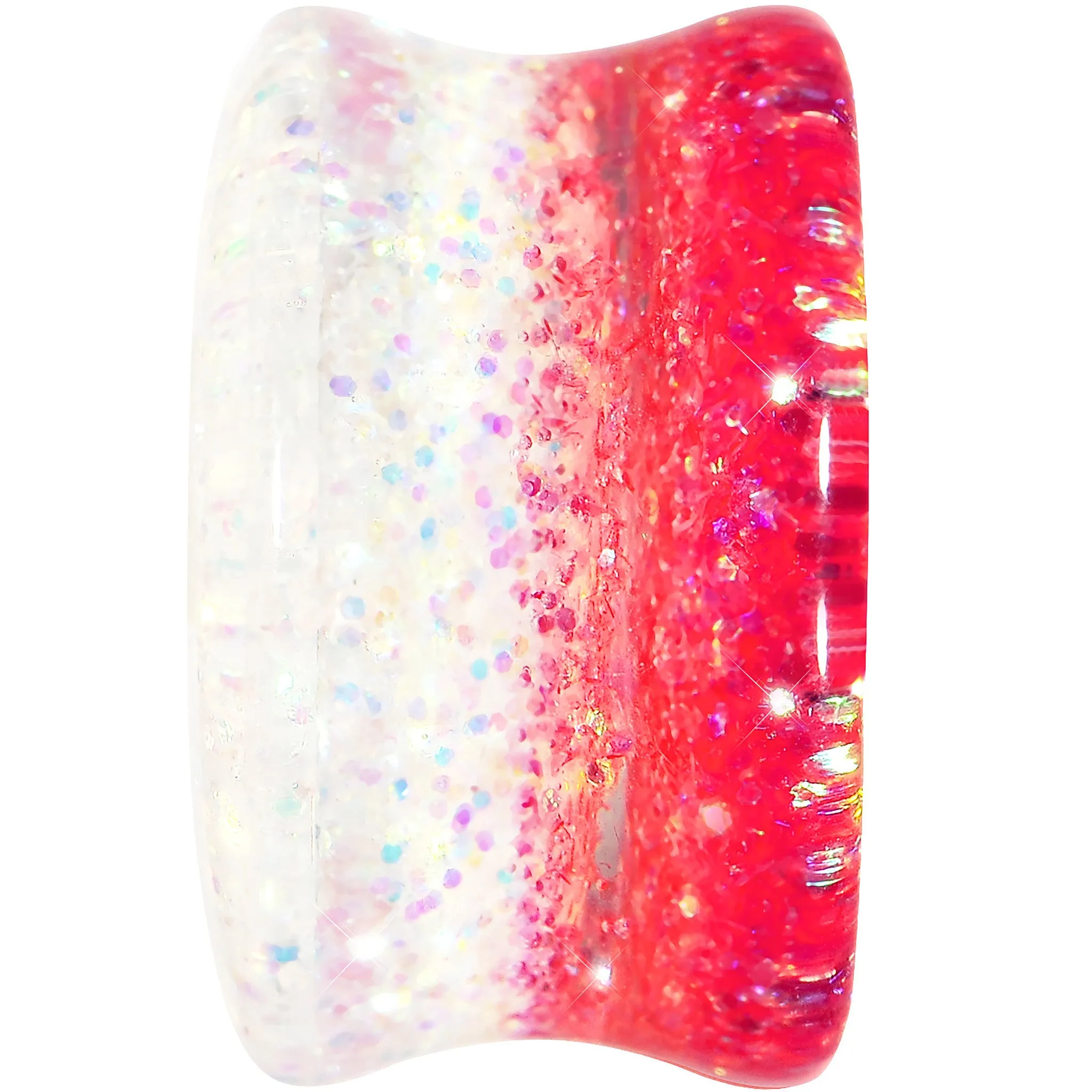 7/8 Pink Gold White Acrylic Glitter Party Saddle Plug
