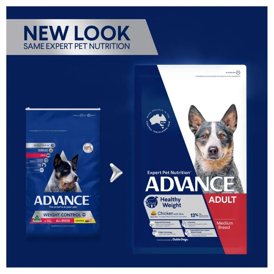 Advance Adult Healthy Weight Dry Dog Chicken And Rice Medium Breed 17kg