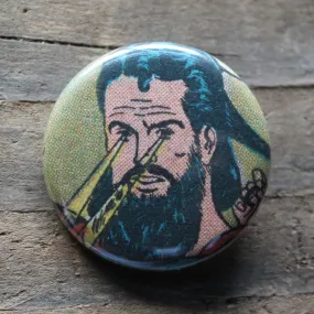 Bearded Hipster Superman with Laser Eyes pinback button