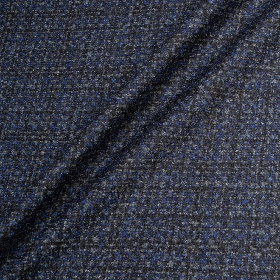 Black, Blue & Grey Wool, Silk & Cashmere Blend (A 1.50m Piece)