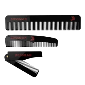 Bossman Set of 3 Acetate Beard, Mustache, Hair Combs