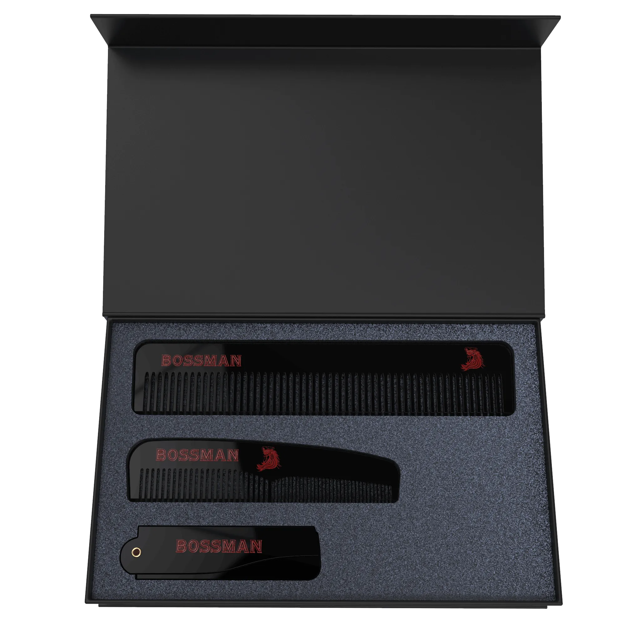 Bossman Set of 3 Acetate Beard, Mustache, Hair Combs
