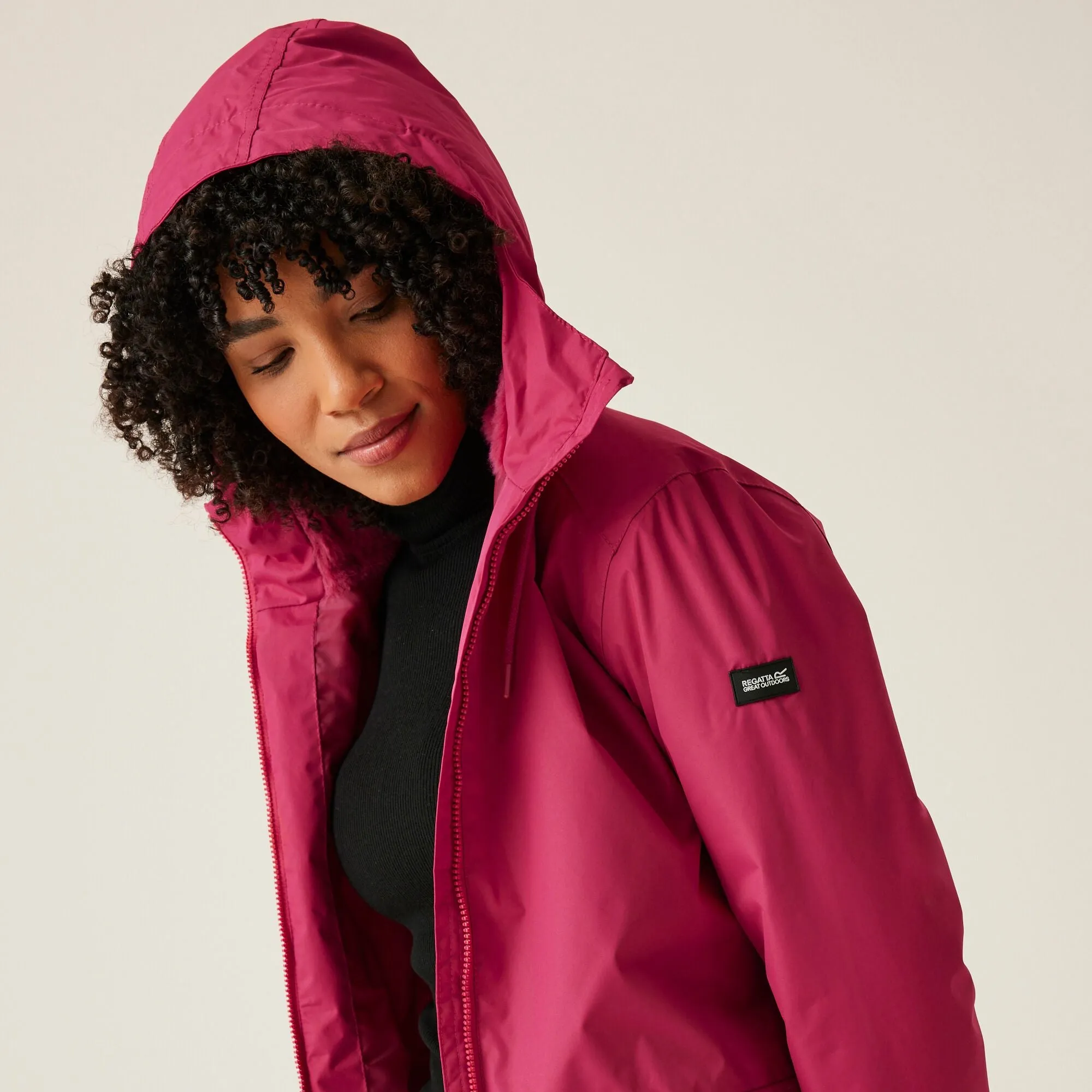 Broadia Fur Hood Waterproof Jacket - Pink