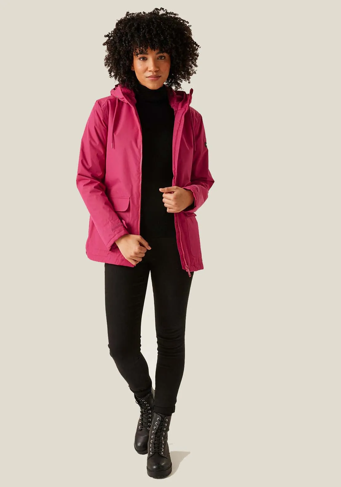 Broadia Fur Hood Waterproof Jacket - Pink
