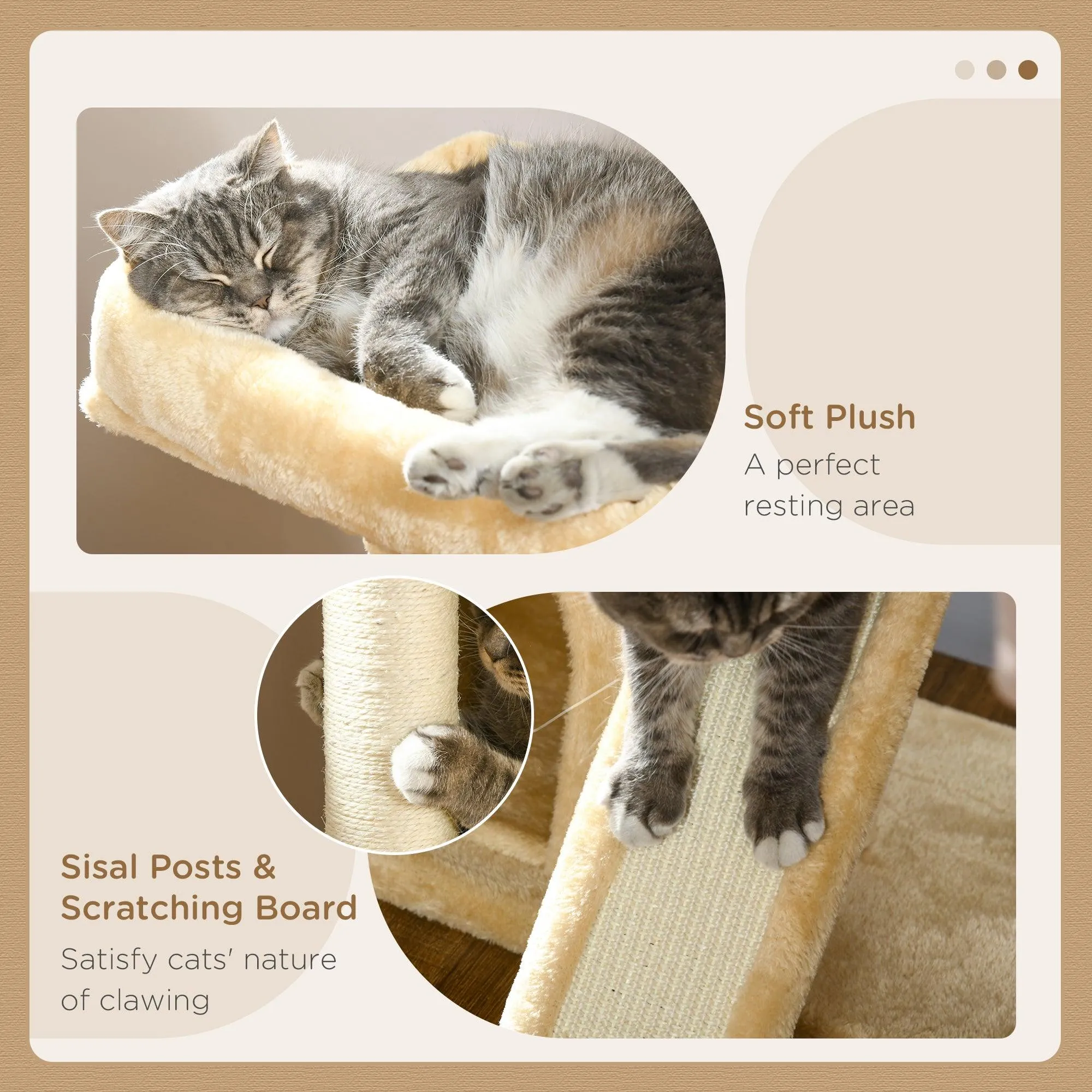 Cat Activity Tree with 2 Houses, 83cm - Cream White