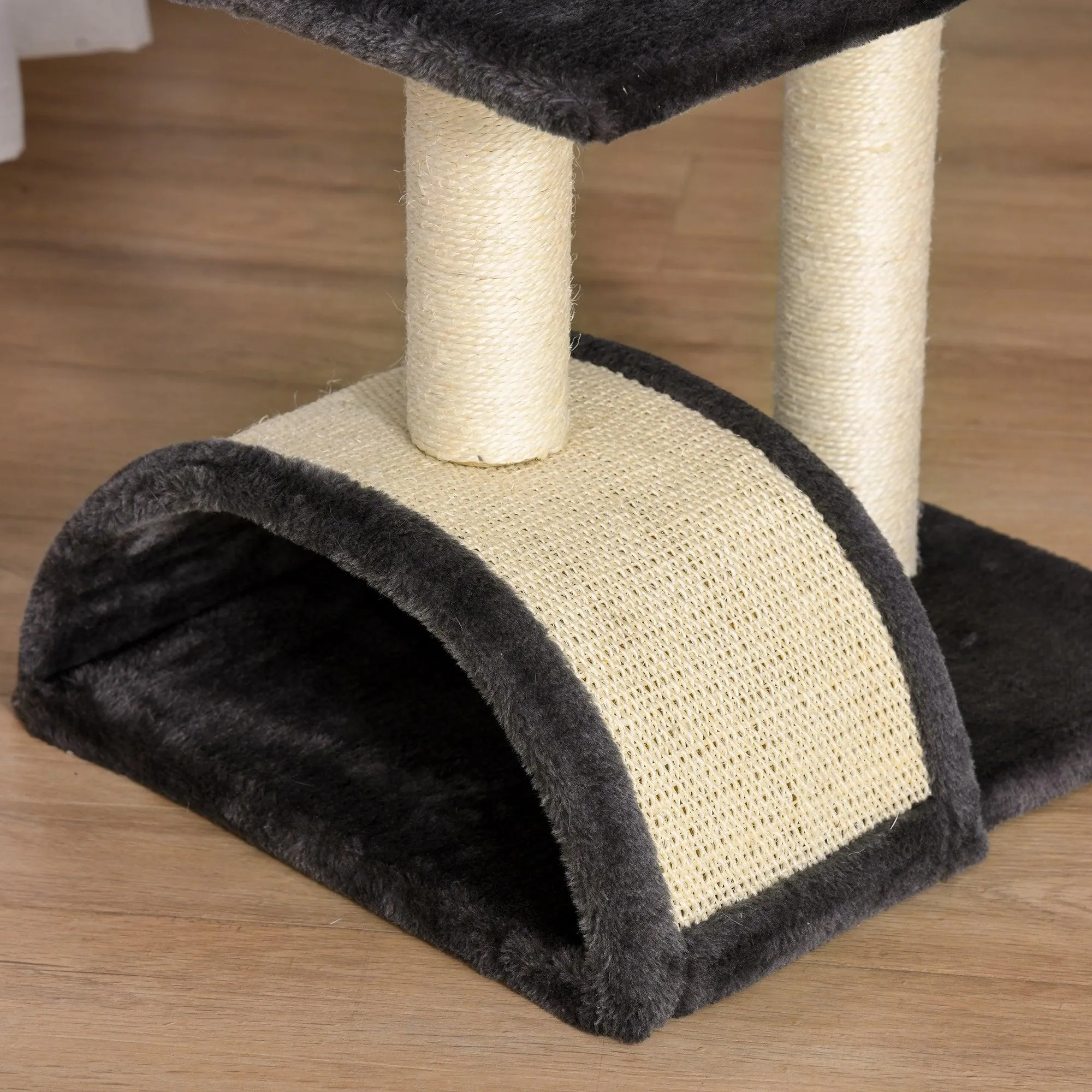 Cat Tower with Scratching Post Pad and Hanging Ball, 72cm - Black