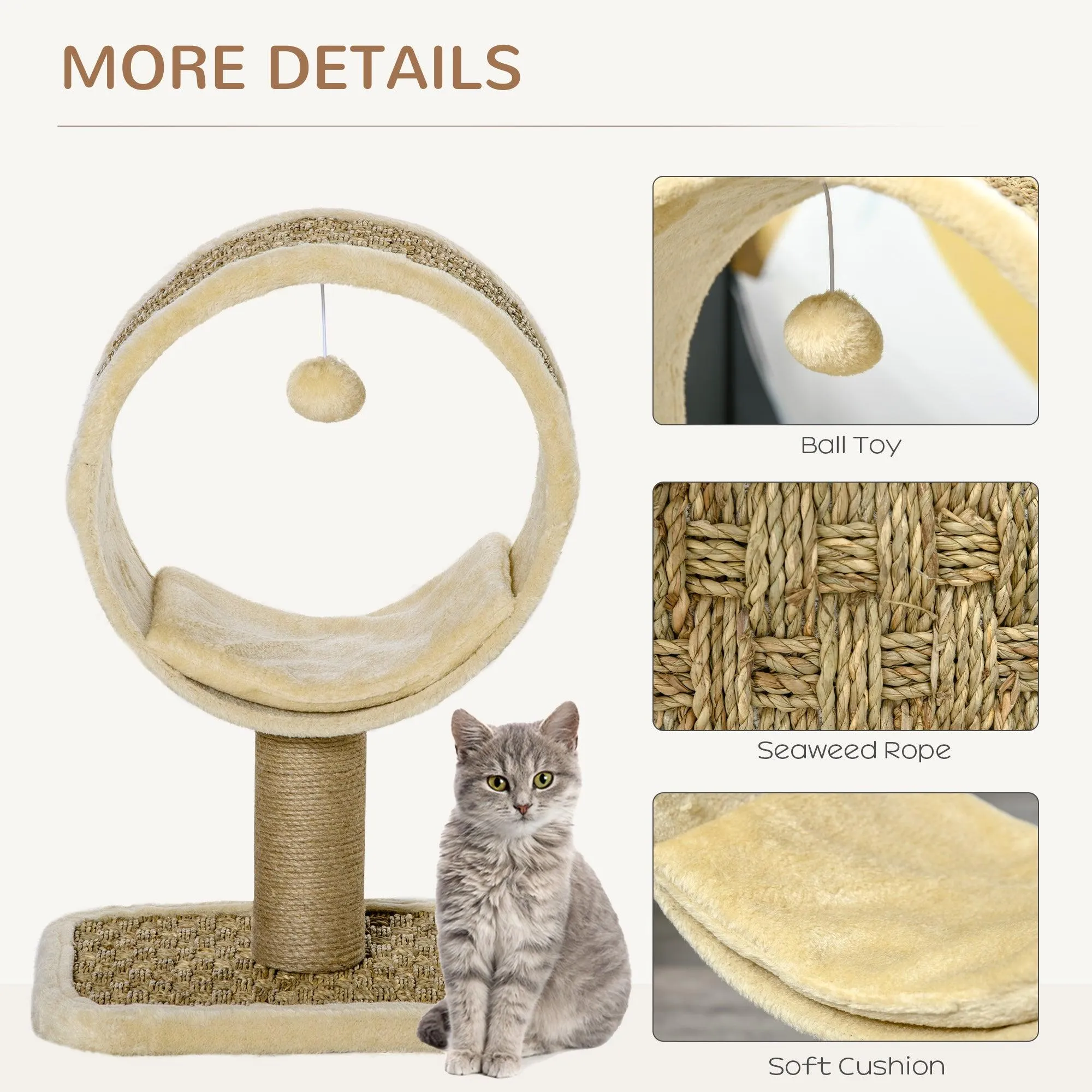 Cat Tower with Tunnel & Ball Toy - Beige