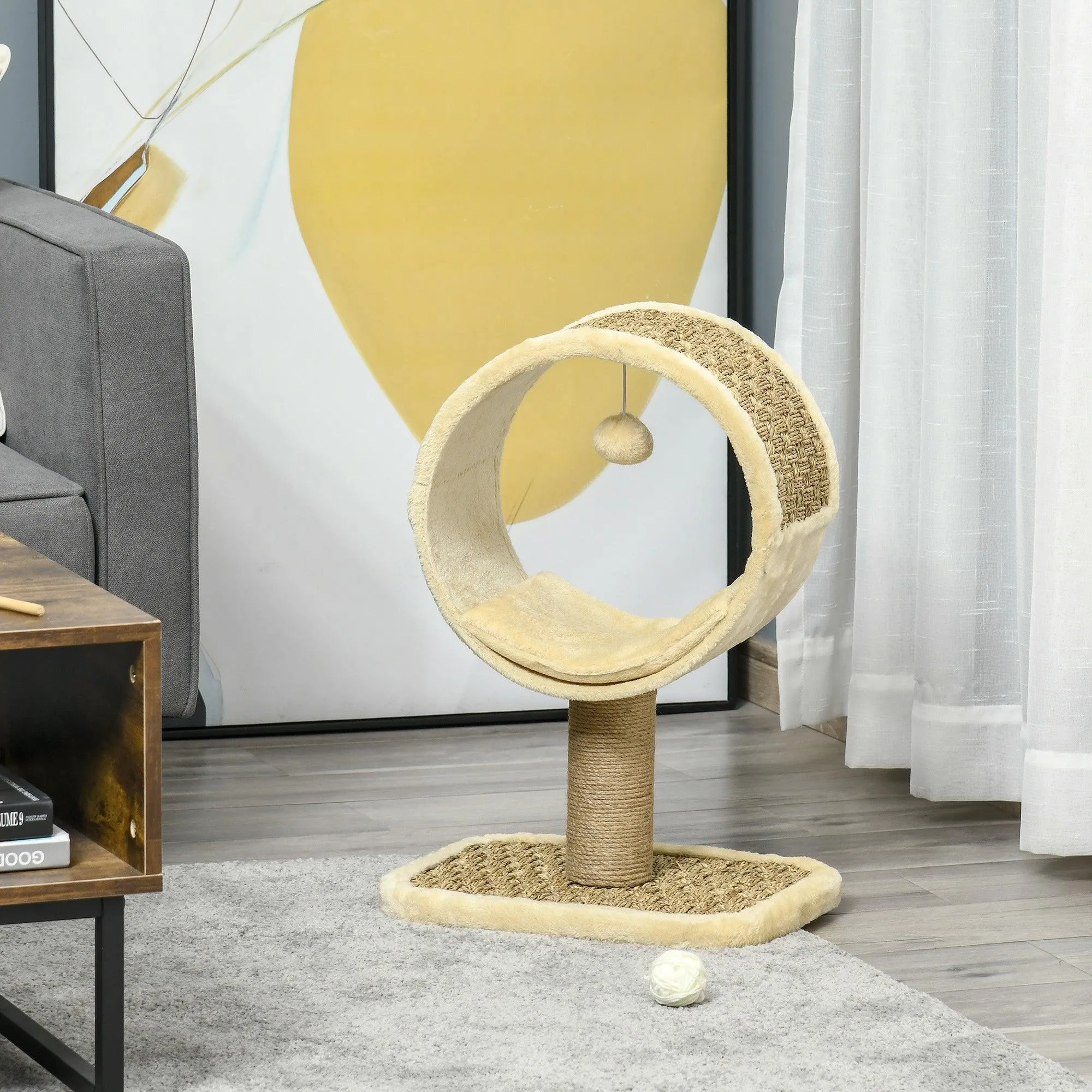 Cat Tower with Tunnel & Ball Toy - Beige