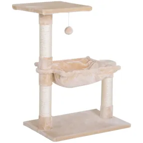 Cat Tree Hammock Bed w/ Scratching Post, 70cm - Beige