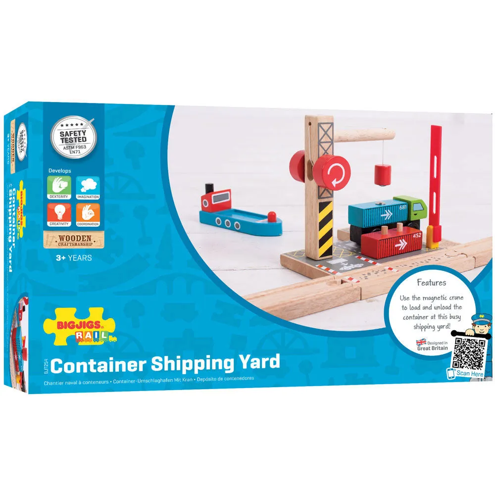 Container Shipping Yard BIGJIGS Rail Wooden - New in Box