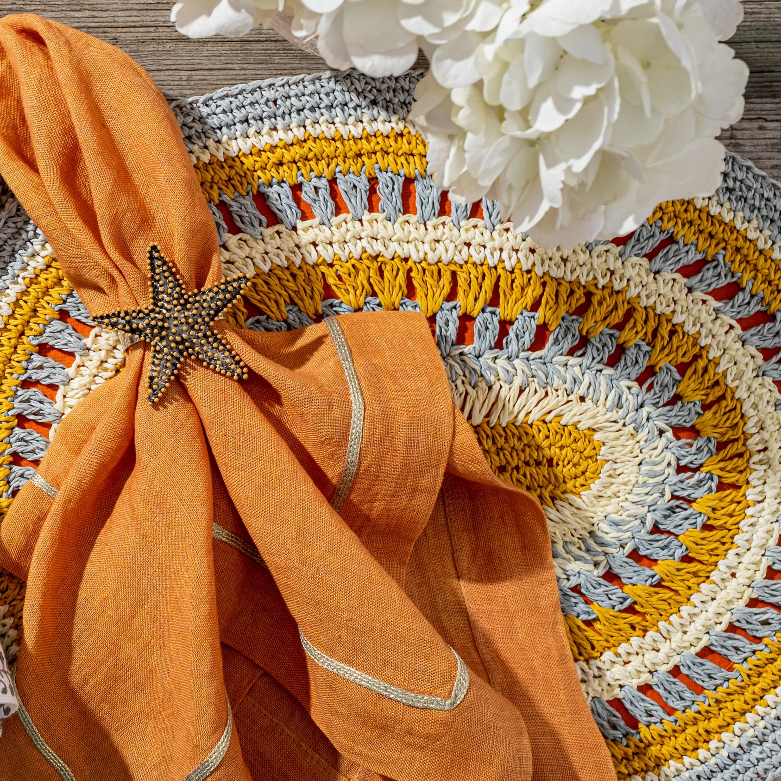 Crochet Placemat, Marigold, Set of Four