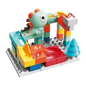 Dino Adventure Marble Run Set - 62 Piece Building Blocks for Kids