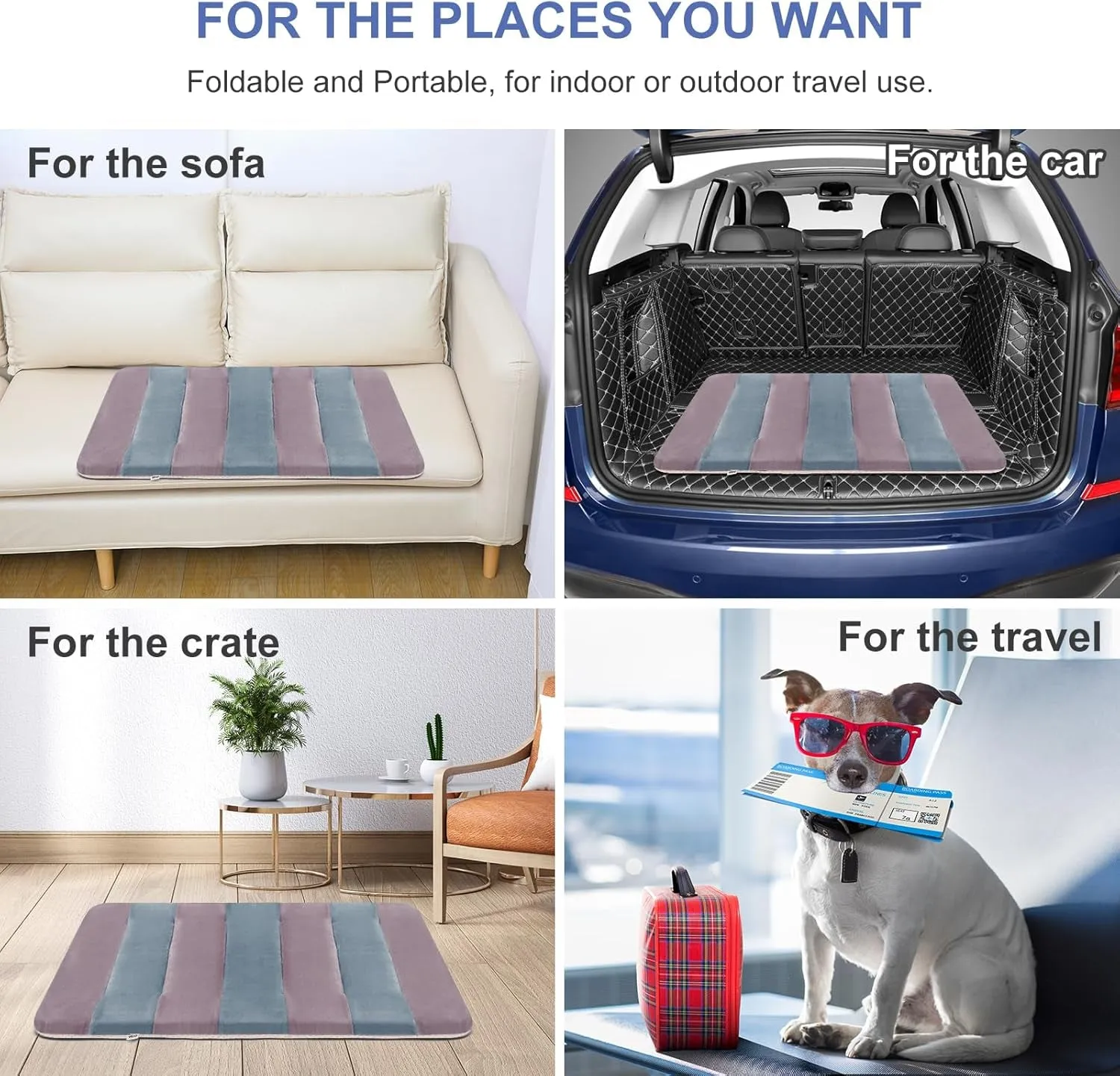 Dog Beds for Large Dogs Crate Pad Mat 48" Dog Cat Pet Bed Sleeping Mats Washable Non Slip Mattress Kennel Pads
