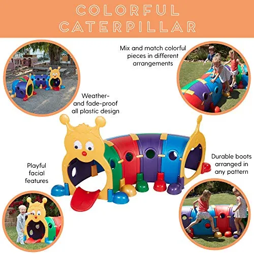 ECR4Kids ELR-035 GUS Climb-N-Crawl Caterpillar Tunnel, Indoor and Outdoor Fun Kids’ Play Structure, Expandable with Other Sets, Certified and Safe, Ready to Assemble, 7 Feet Long
