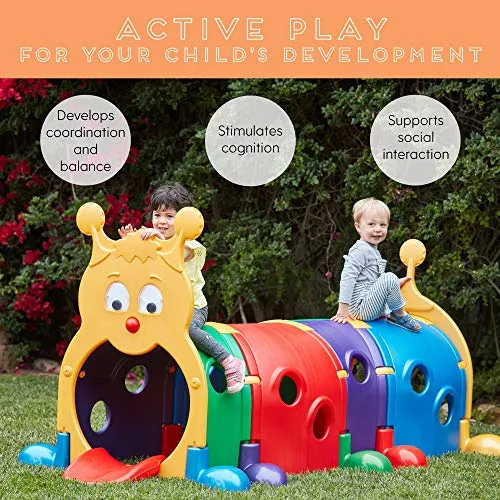 ECR4Kids ELR-035 GUS Climb-N-Crawl Caterpillar Tunnel, Indoor and Outdoor Fun Kids’ Play Structure, Expandable with Other Sets, Certified and Safe, Ready to Assemble, 7 Feet Long