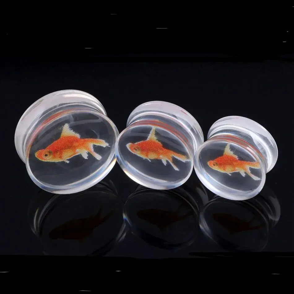 Gold Fish Liquid Acrylic Ear Gauges