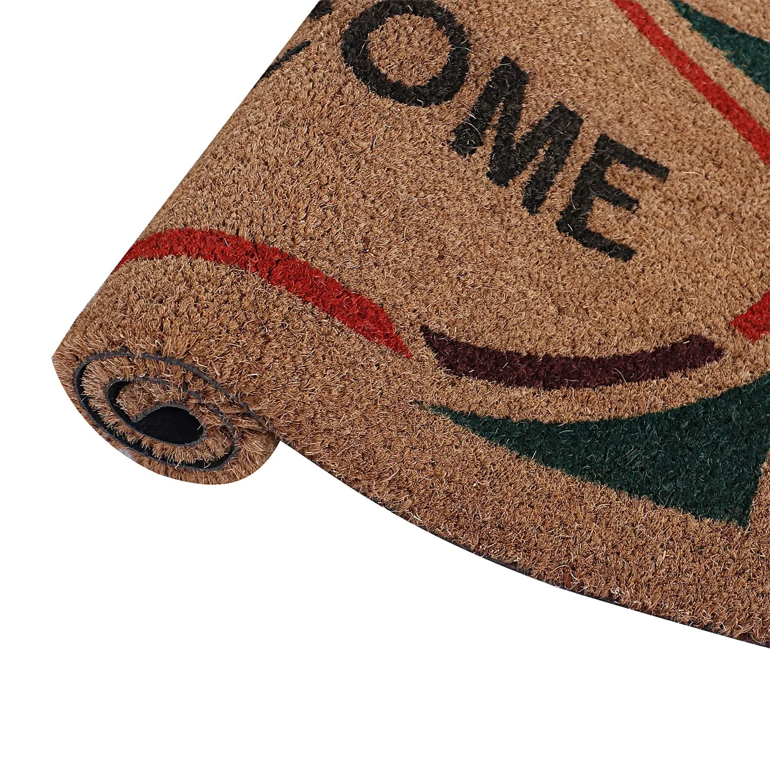 Heart Home Door Mat|Polyethylene Durable & Anti-Slip Natural Oval Welcome Print Floor Mat|Rug for Indoor or Outdoor, 30x20 Inch, Pack of 2 (Brown)