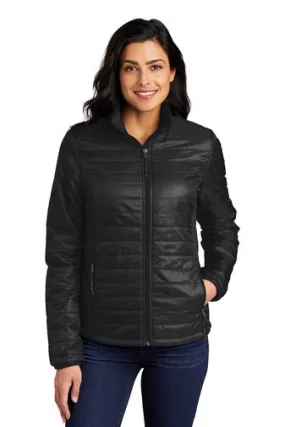 Ladies Port Authority Puffy Packable Jacket - Deep Black