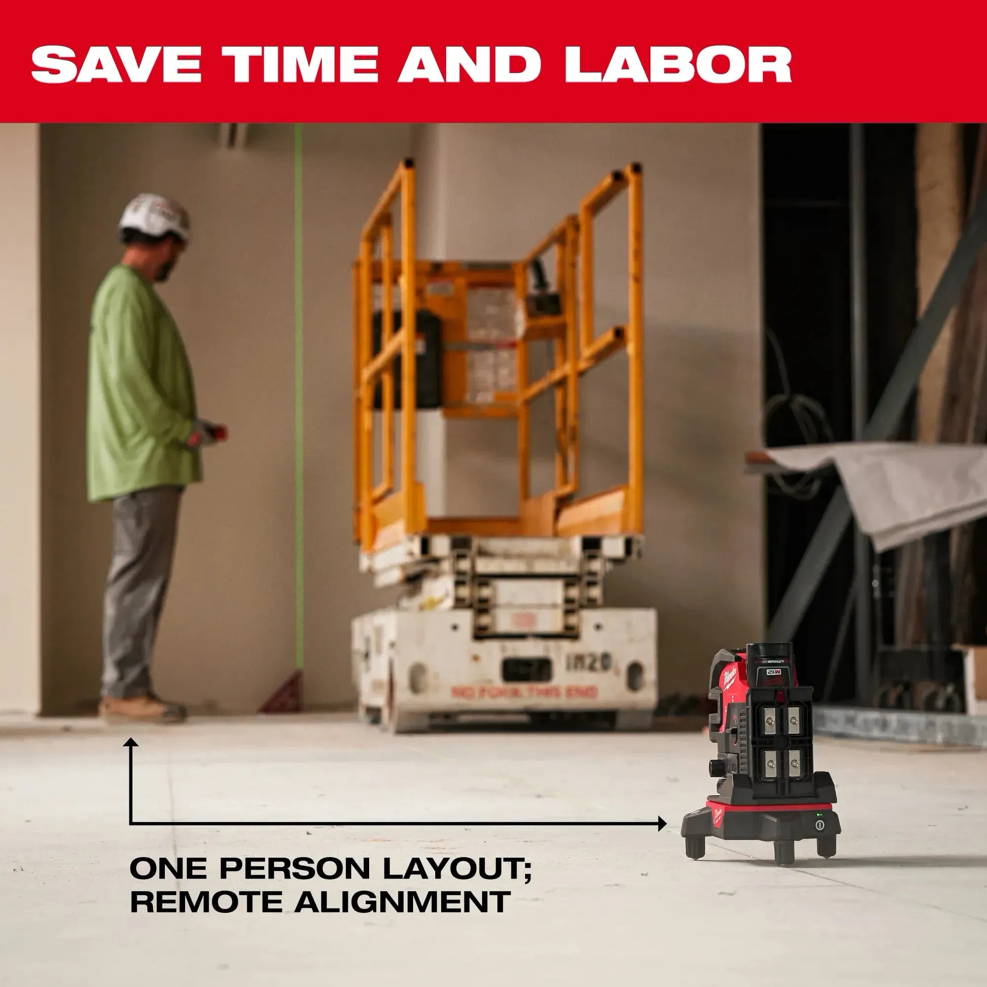 Laser Level - Milwaukee Wireless Laser Alignment Base w/ Remote, 48-35-1314