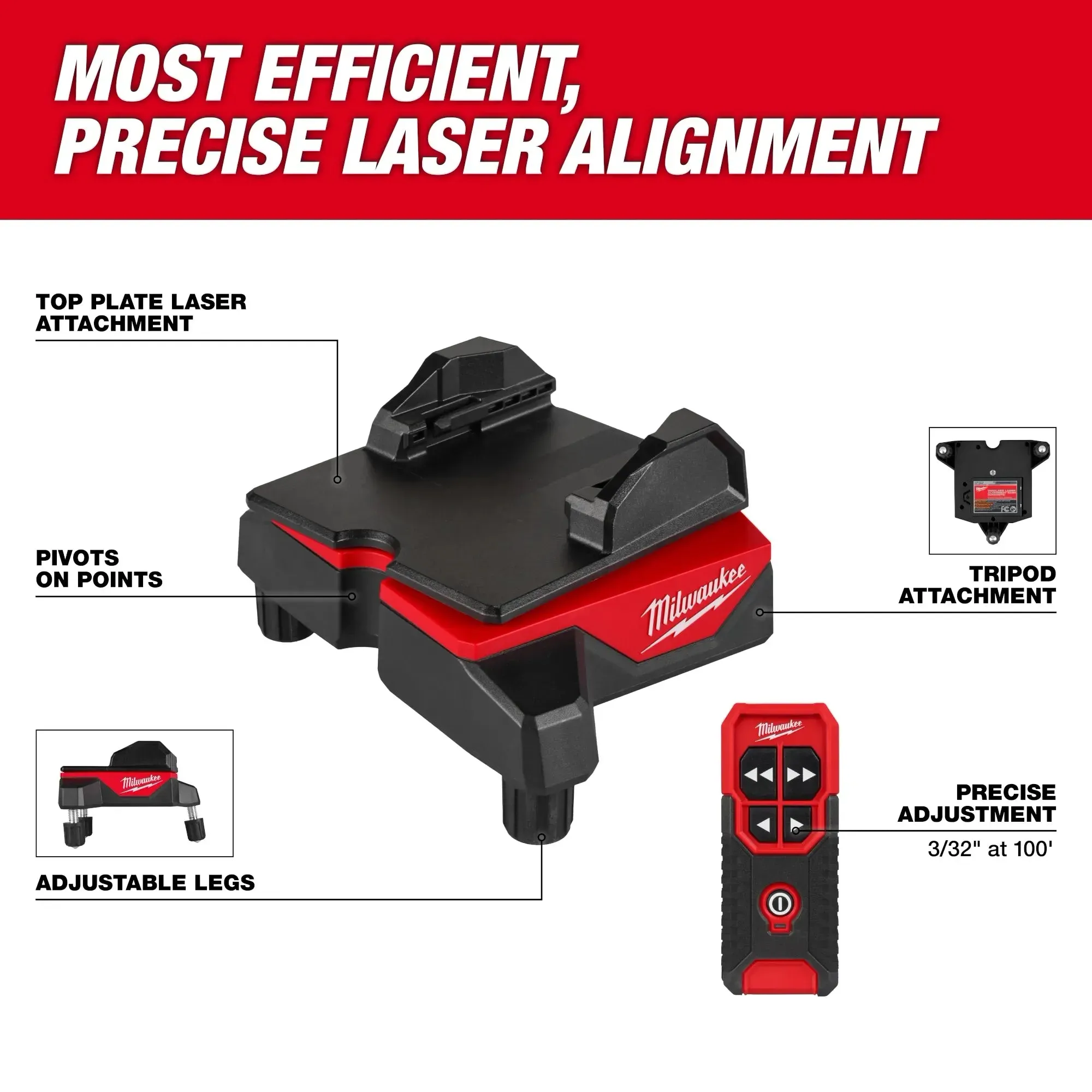 Laser Level - Milwaukee Wireless Laser Alignment Base w/ Remote, 48-35-1314