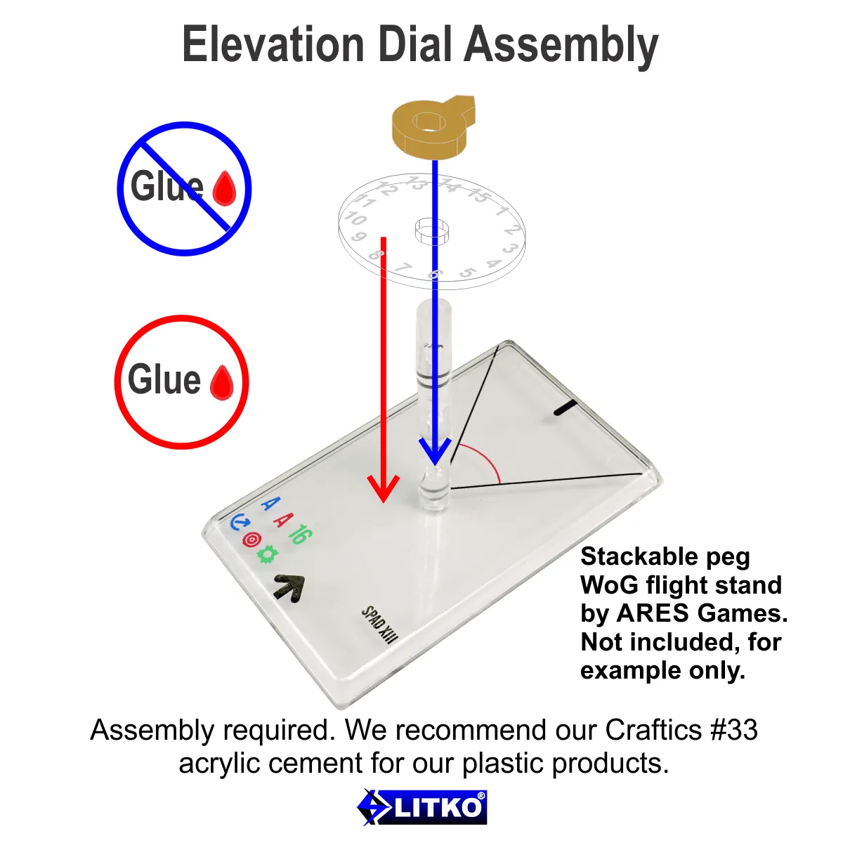 LITKO Elevation Dials 1-15 Compatible with Wings of Glory Stackable Pegs (10)
