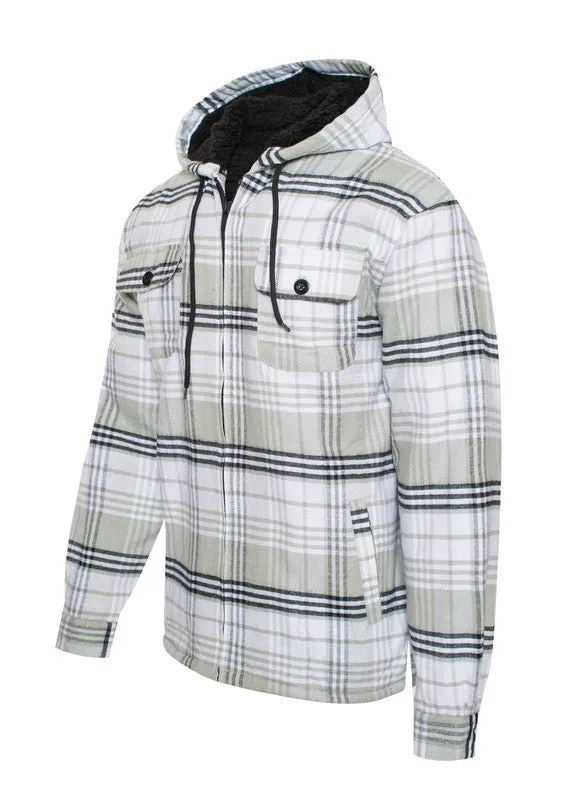 Men's Black Flannel Sherpa Lining Jacket