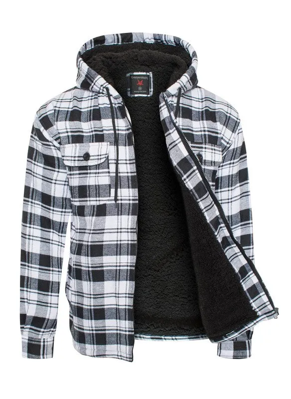 Men's Black Flannel Sherpa Lining Jacket