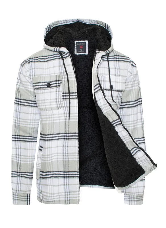 Men's Black Flannel Sherpa Lining Jacket