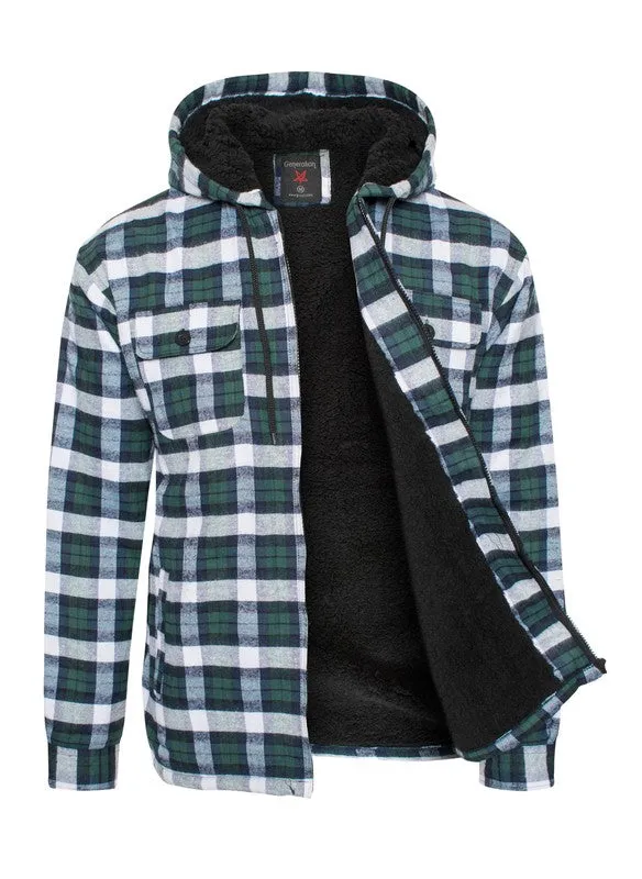 Men's Black Flannel Sherpa Lining Jacket