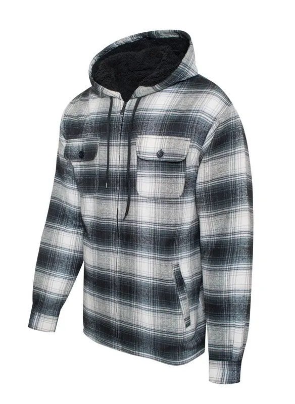 Men's Black Flannel Sherpa Lining Jacket