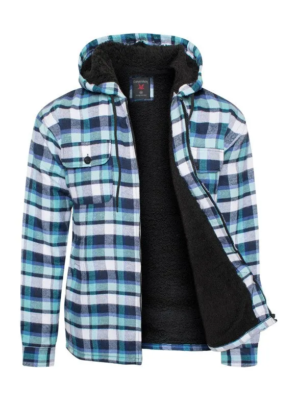 Men's Black Flannel Sherpa Lining Jacket