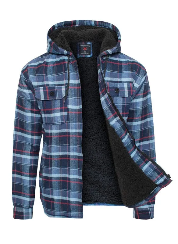 Men's Black Flannel Sherpa Lining Jacket
