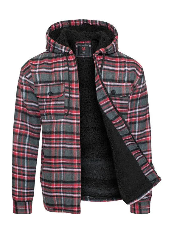 Men's Black Flannel Sherpa Lining Jacket