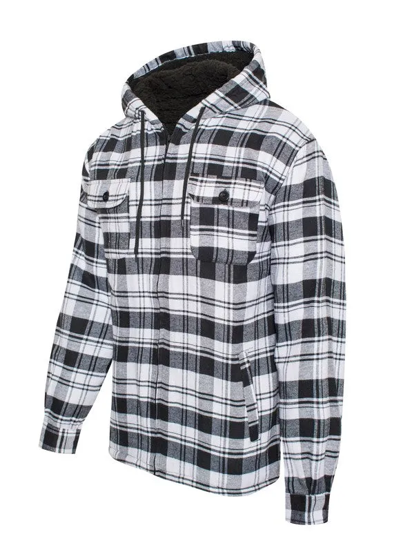 Men's Black Flannel Sherpa Lining Jacket