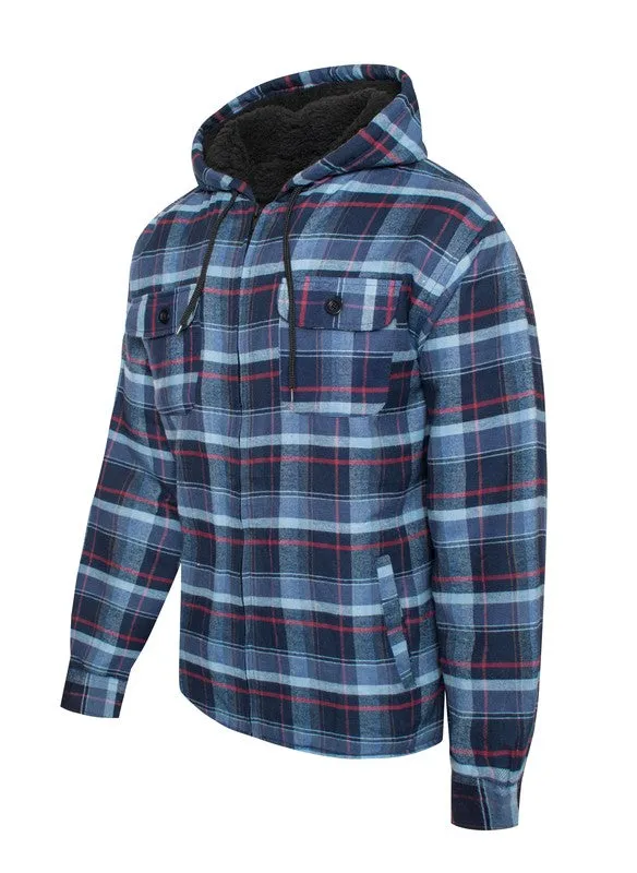 Men's Black Flannel Sherpa Lining Jacket