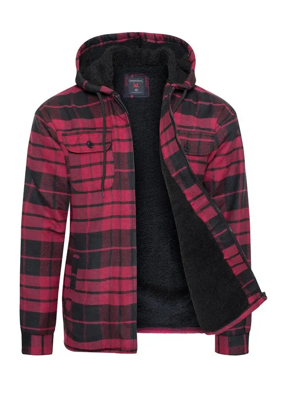 Men's Black Flannel Sherpa Lining Jacket