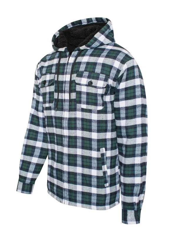 Men's Black Flannel Sherpa Lining Jacket