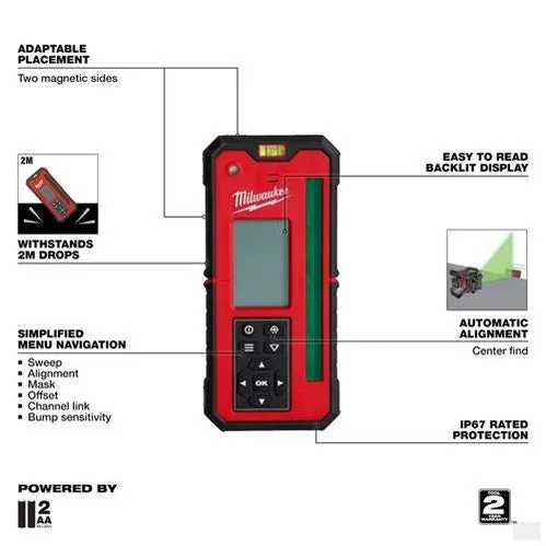 Milwaukee Green Rotary Laser Remote Control and Receiver 3712