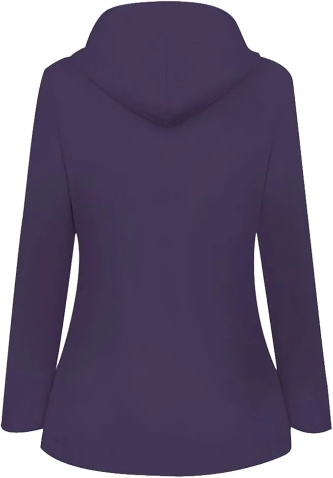 NEW Drepurja Coats for Women Winter Warm Long Sleeve Fuzzy Fleece Jackets Zip Up Hoodies Sherpa Lined Thermal Jacket, Purple, Fits XL/XXL