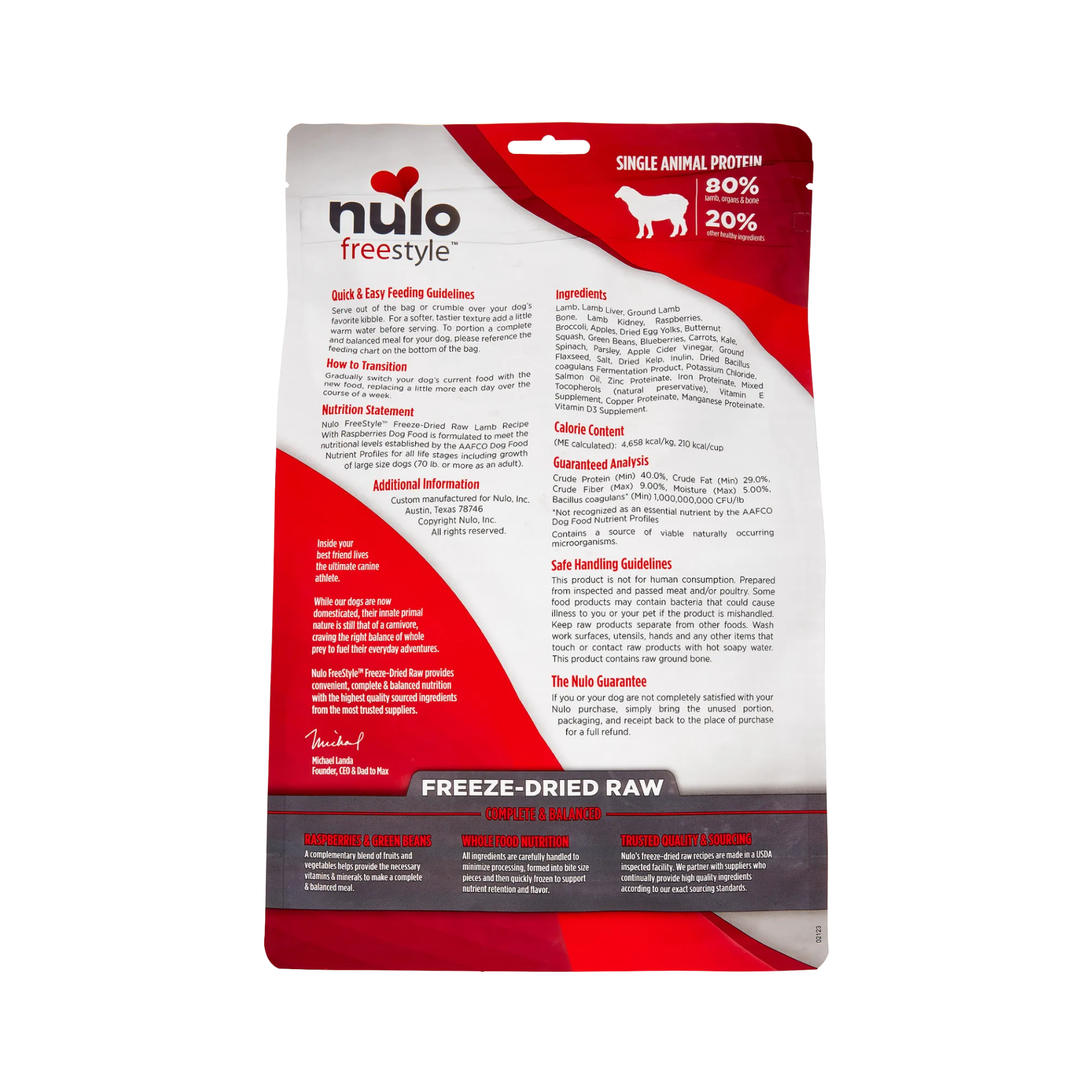 Nulo Freestyle Grain-Free Lamb with Raspberries Recipe Freeze-Dried Dog Food