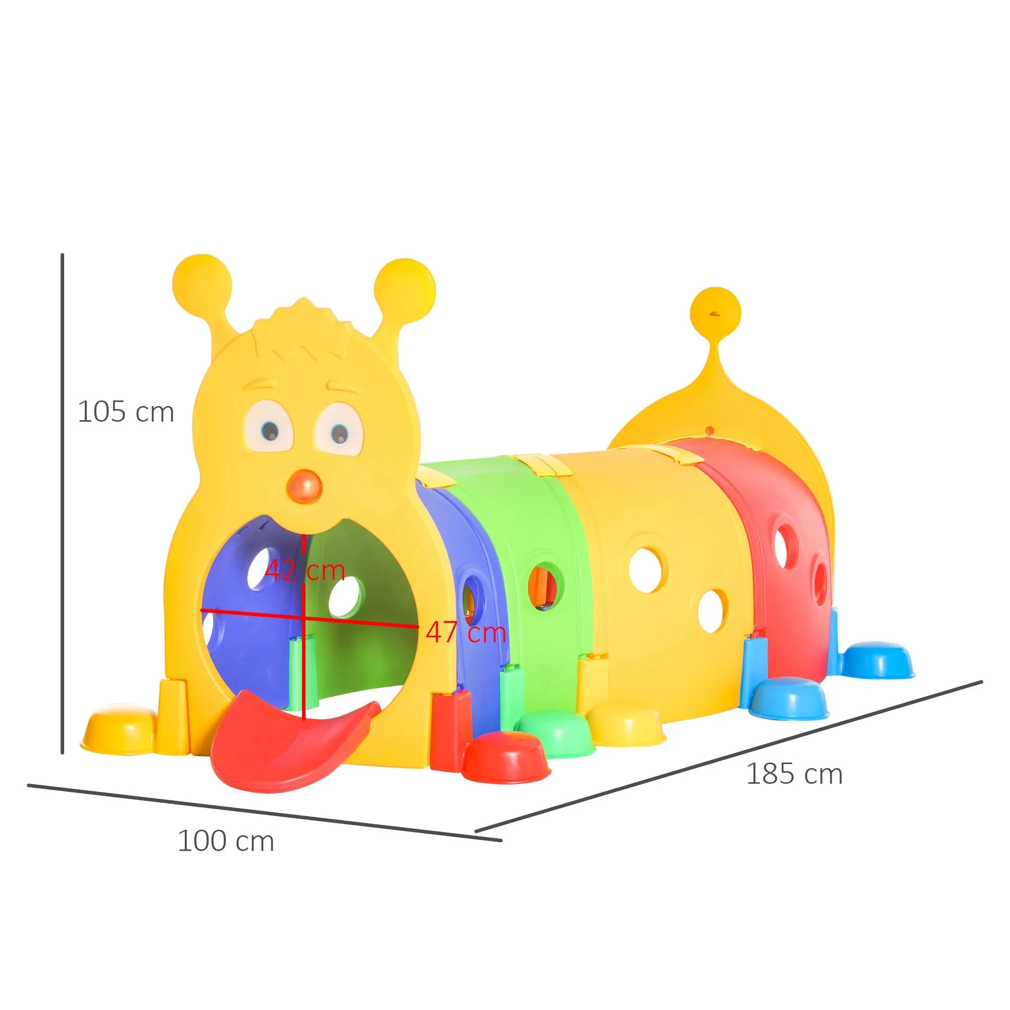 Outsunny   Caterpillar  Play Tunnel - Multicoloured