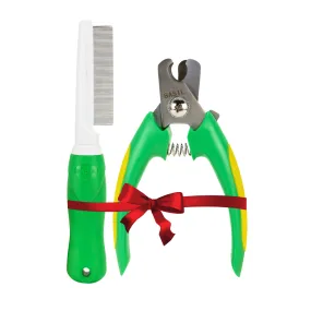 Pet Grooming Combo, Flea and Tick Comb & Nail Cutter for Dogs & Cats | Complete Home Grooming Essentials