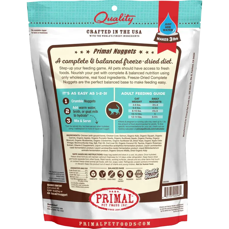 Primal - Nuggets - Freeze Dried Nuggets - Chicken & Salmon Formula (Cat Food)