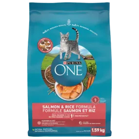 Purina ONE Salmon & Rice Formula Dry Cat Food, 1.59kg