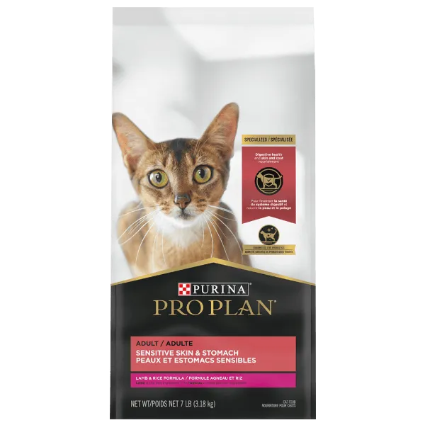 Purina Pro Plan Adult Sensitive Skin & Stomach Lamb & Rice Dry Cat Food, 7lb