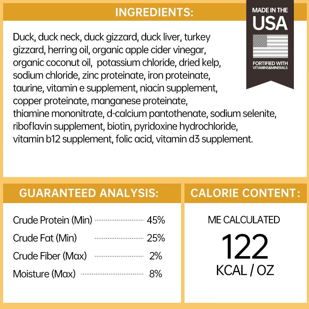PURPOSE Freeze Dried Raw Cat Food - Carnivore Duck Freeze 9 oz.