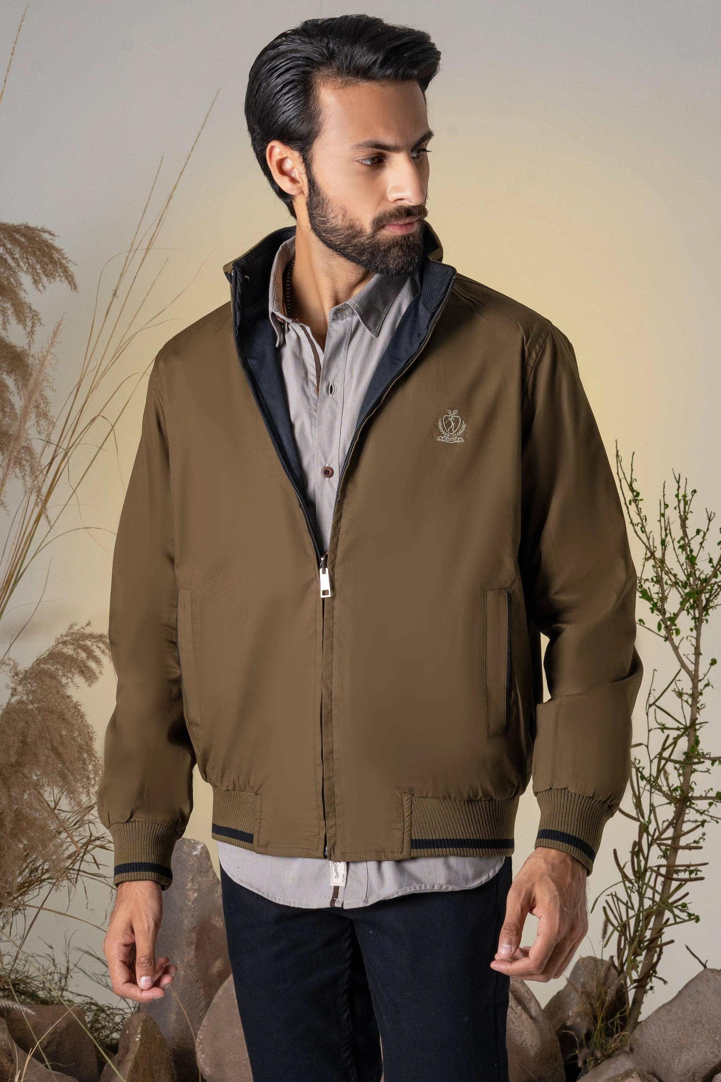 REVERSIBLE JACKET FULL SLEEVES BLACK GREEN